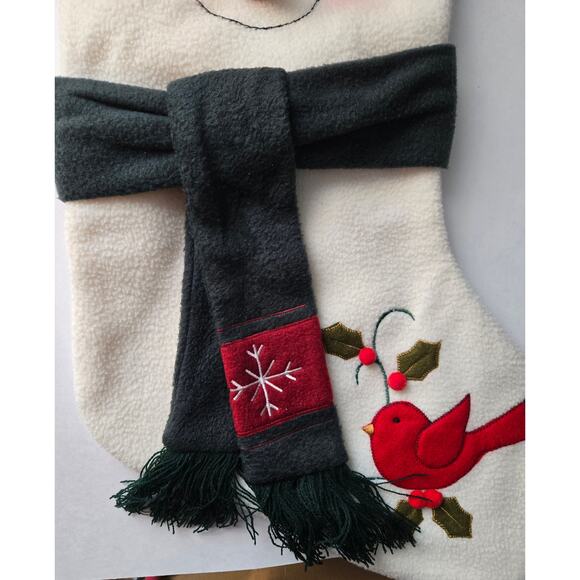 Prima Two Feet Long Snowman Stocking with Cardinal - Picture 4 of 9